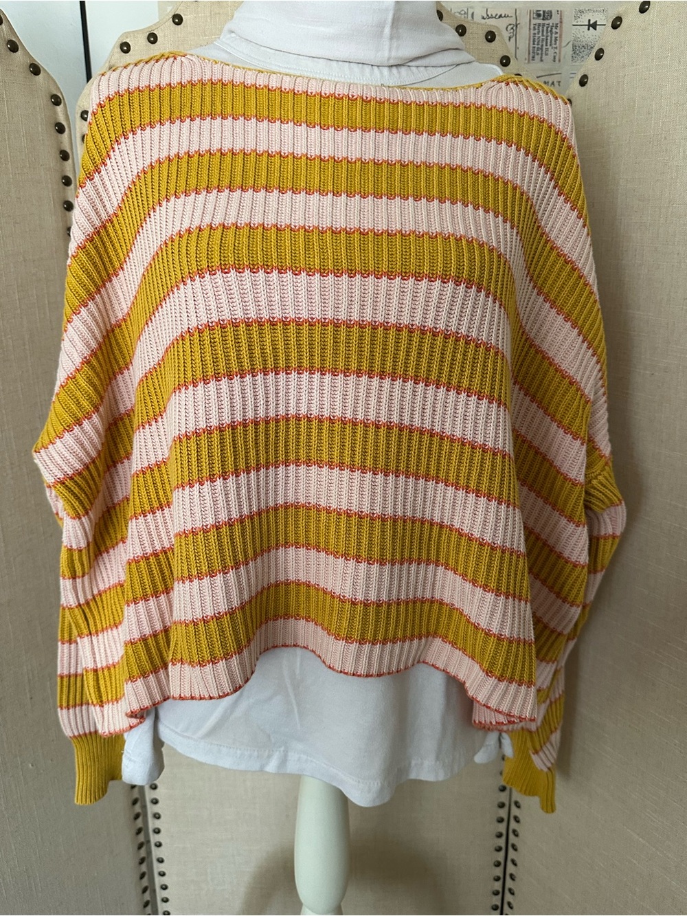 By Together Pink and Mustard Striped Boatneck Sweater